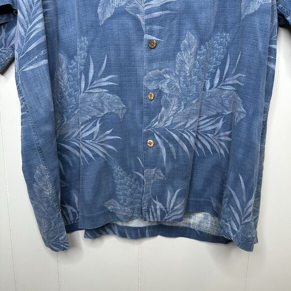 Boca Classics Mens Shirt Island Wear Silk Hawaiian Short Sleeve Blue Leafy XXXL - Picture 4 of 14